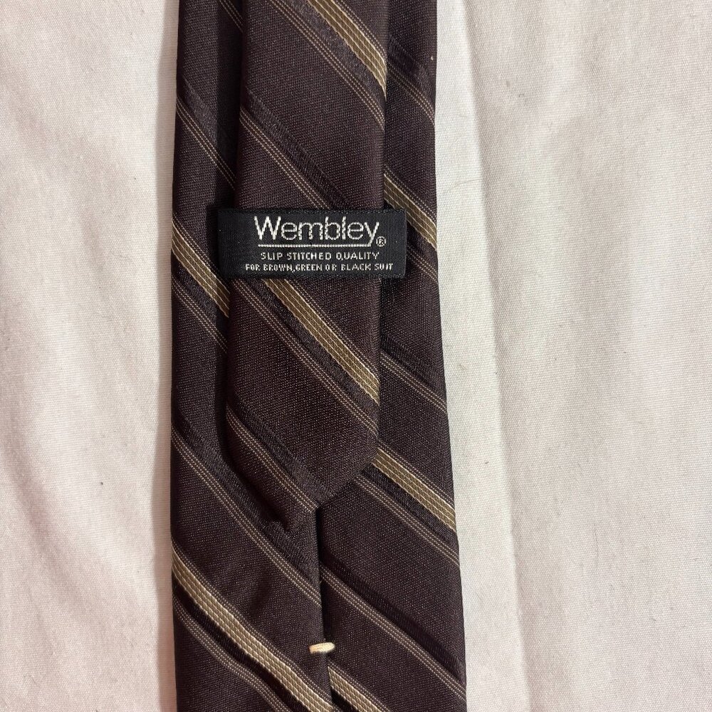 Wembly Brown Gold Black Striped Tie